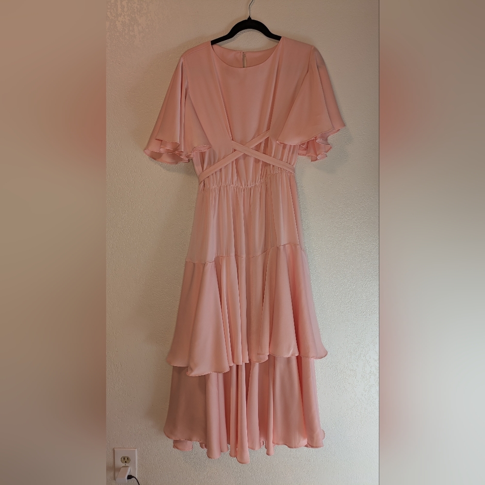Sarah Luton Pink Ruffle Dress With Tie Belt - Picture 6 of 14